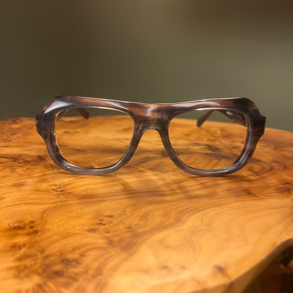 Vintage Renaissance Eyeglass Frames Smoky Grey Marbled Square Made in France 437